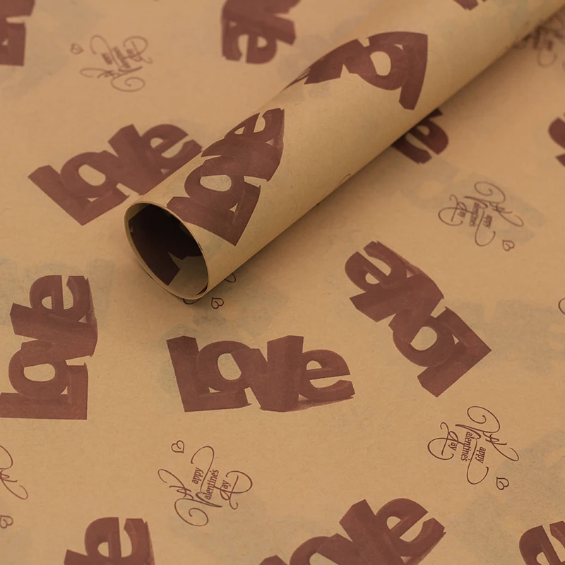 
Vintage Kraft English Love Flower Wrapping Packing Paper Florist Material Newspaper Craft Paper 
