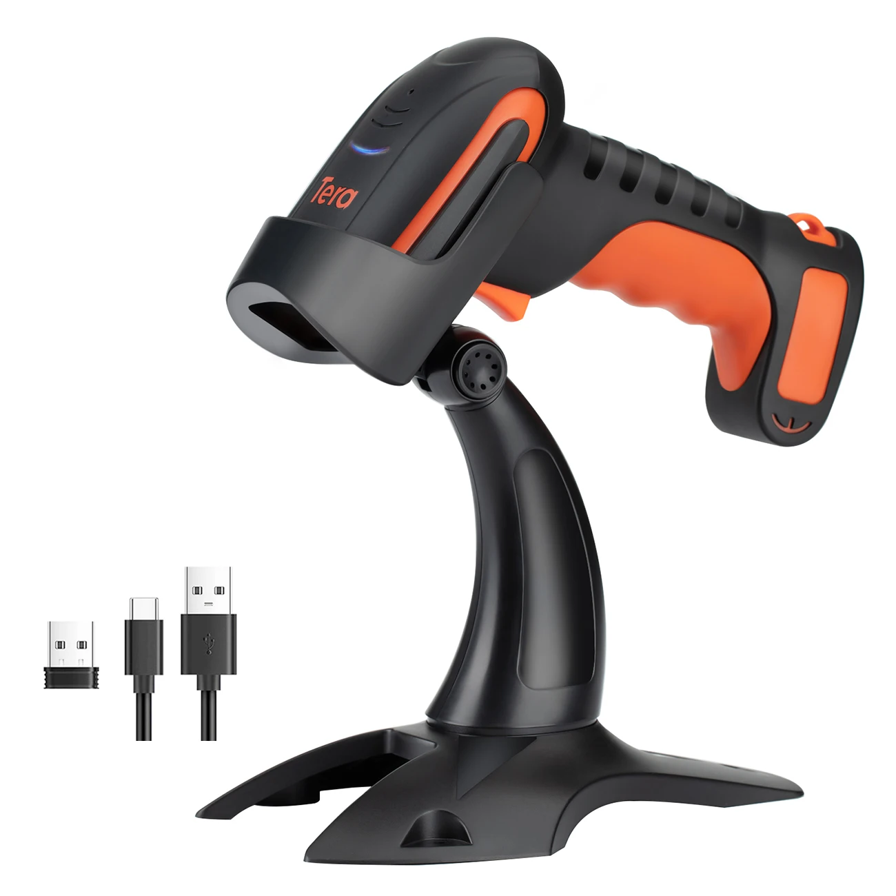Лазерный сканер штрих-кода Tera 1D 2 4 ГГц беспроводной проводной USB ручной с синими зубьями 2200 мАч со встроенными аккумуляторами и дополнительной стабильной подставкой