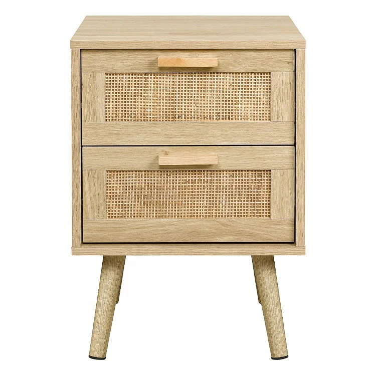 Тумбочка, столик, боковой столик с 2 ящиками ручной работы из ротанга для спальни