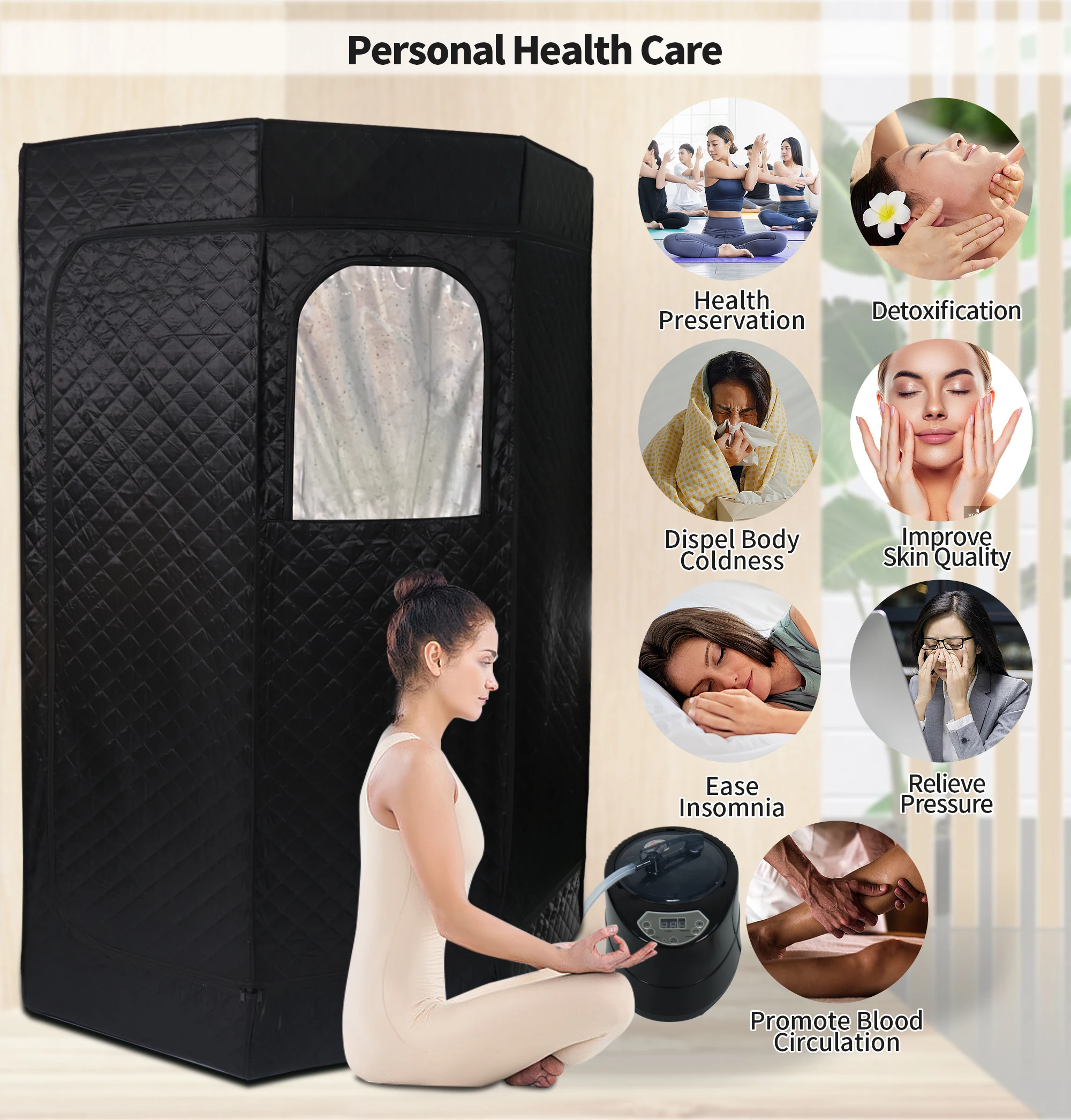 2024 New Design Home Use Foldable Full-Body Portable Sauna Wholesale Wet Spa Sauna Room