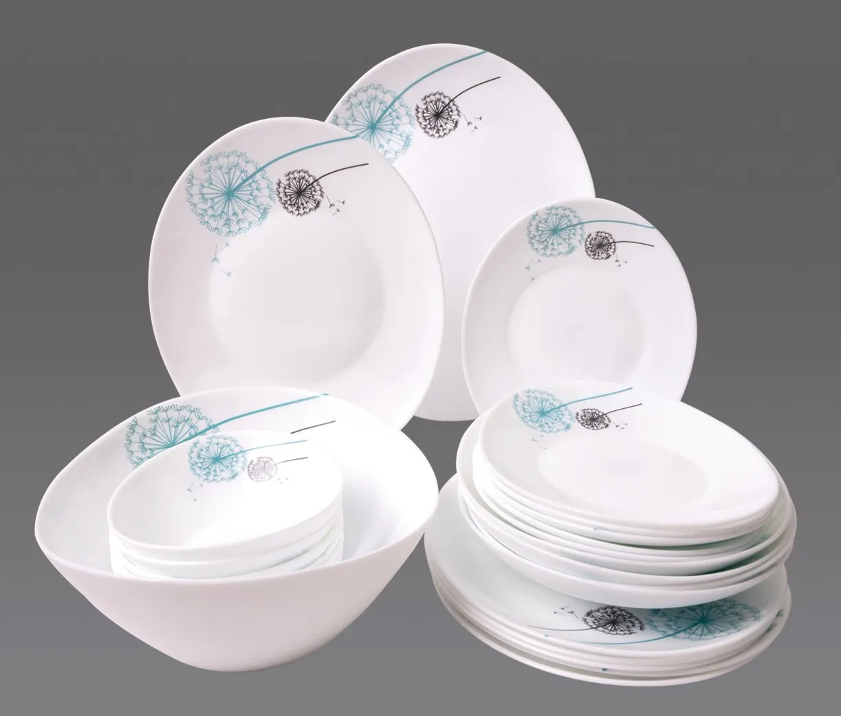 Набор посуды из закаленного стекла с опаловым покрытием