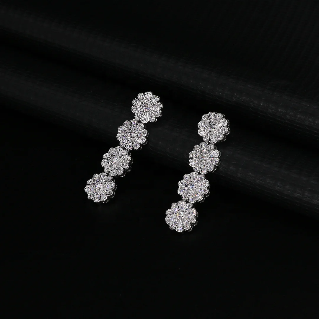 Bedazzled round O necklace set, dubai silver and 24K gold plated flower women wedding bridal jewelry set, wedding necklace