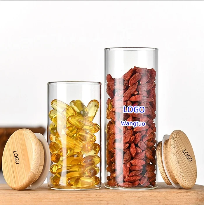 Wholesale Food Grade Reusable 30ml 50ml 100ml Clear Glass Bottle 1oz Glass Tube With Wooden Cork