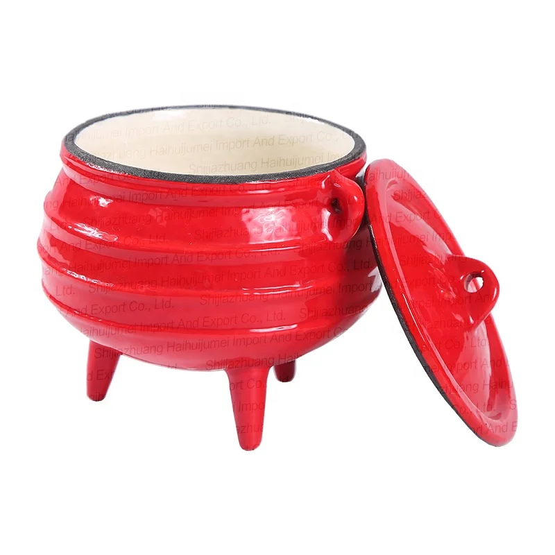 Cast Iron Enamel Three Legged Pot South African Potjie Pot Cauldron Stew Pot