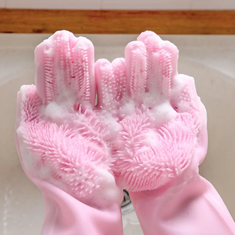 Magic Home Cleaning Practical Durable Hand Protect Kitchen Silicone Dishwashing Gloves