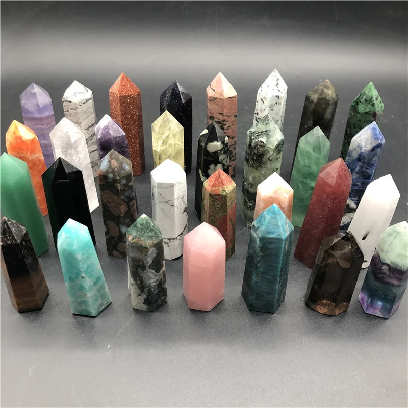 Wholesale Rainbow Fluorite Crystal Wand Natural Healing Crystal Point Tower