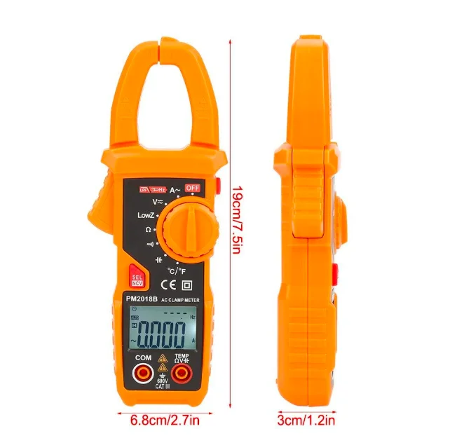 PM2018B AC/DC 6000 Counts Digital Clamp Multimeter with Lowz Test