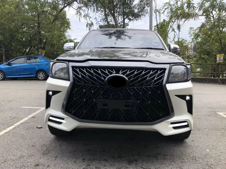 car body parts auto front bumper grille fog lamp cover accessories body kit for Toyota Hilux Vigo Upgrade to Lexus 570