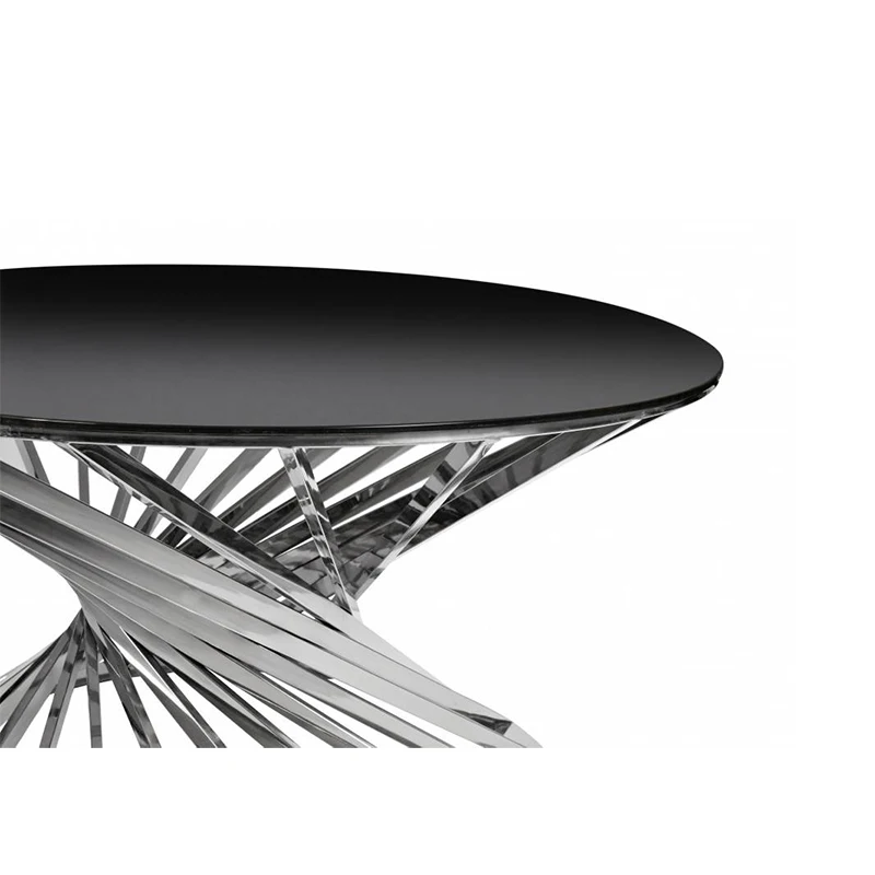 2024 modern luxury living room furniture glass and stainless steel coffee table round glass top center table for home decor