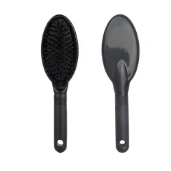 Customized logo black cushion wig brush plastic handle nylon hair extension loop hair brush