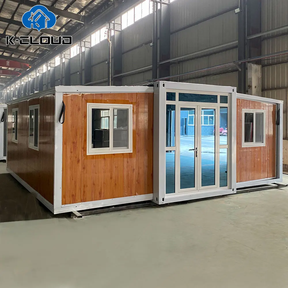 Granny Flat Woodgrain 40 Ft 20 Ft Modern Prefab Expandable Container House Living Mobile Prefabricated Villa Home 3 Bedroom