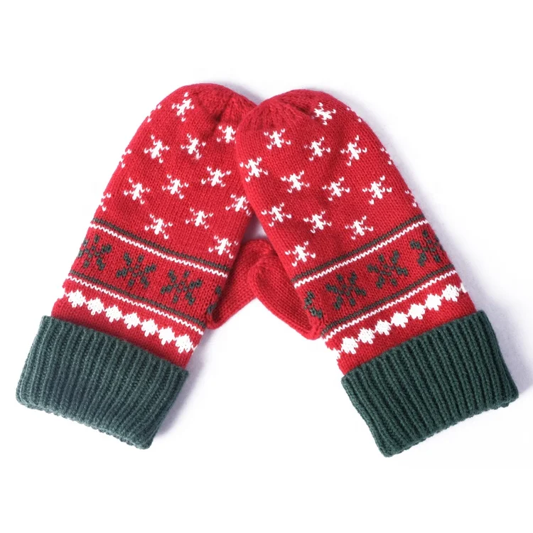 Wholesale Christmas Jacquard Colorful Comfortable Warm Knitted Unisex Winter Gloves
