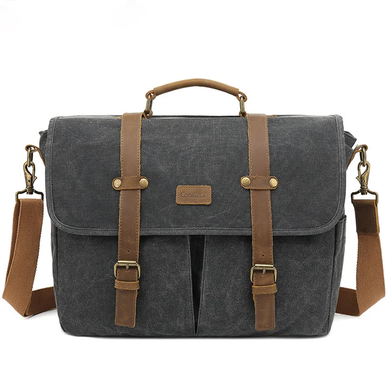 2021 Genuine Leather 15.6 Inch Mens Messenger Bag Briefcase Waterproof Vintage  Large Satchel Shoulder Computer Laptop Bag