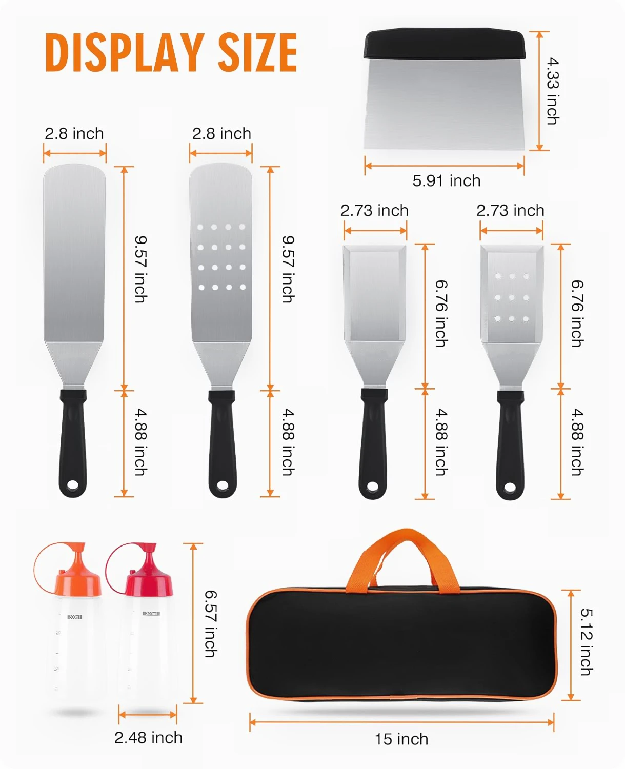 Accessories Kit Exclusive Griddle Tools Spatulas Set 8 Pcs Commercial Grade Flat Top Grill Teppanyaki Barbecue Tool Set