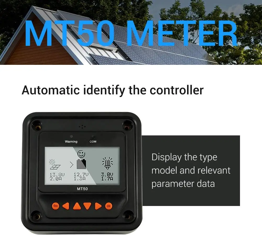 epever mt-50 lcd  screen display remote meter mt50 remote meter monitoring setting reading for mppt solar charge controller