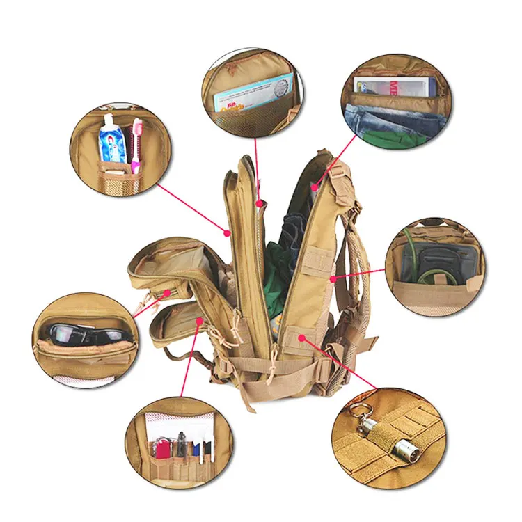 AYPPRO 600 Denier Durable Tactical Backpack 35L Small Rucksack with Polyester Lining Unisex Bug Out Bag Waterproof Phone Pouch