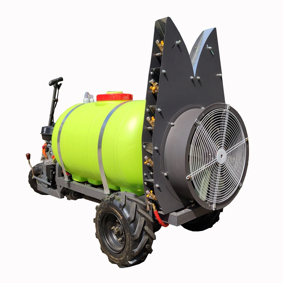 Three tyres self propelled garden air blast sprayer
