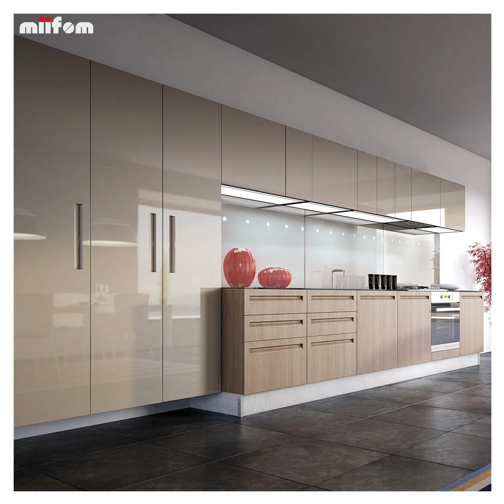 Gold High Gloss Lacquer Kitchen Cabinets A Straight Line Custom Cabinet