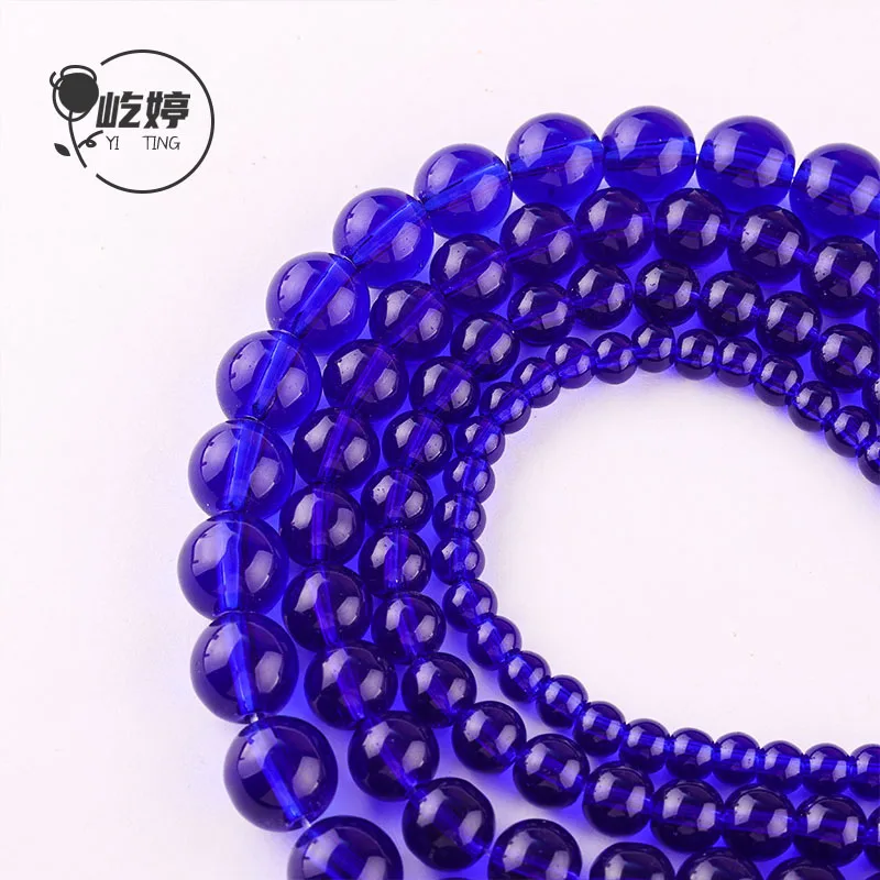 Accessories Charm Deep Blue round glass beads 6mm/8mm/10mm/12mm Round Loose Beads DIY Women Jewelry Making Design Wholesale