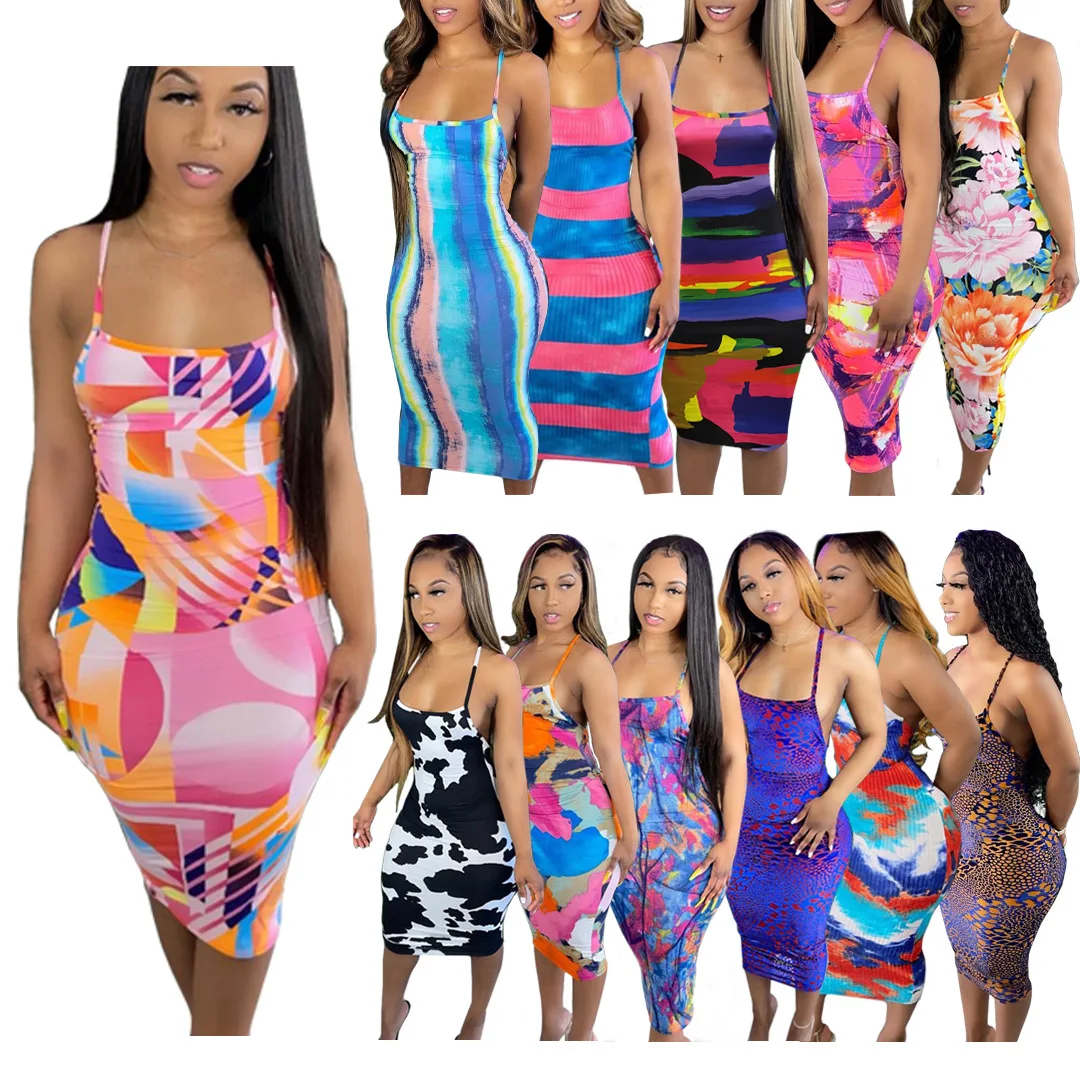 Summer Fashionable Graphic Tie Dye Graffiti Maxi Dress Women Loose Fit Casual Dress