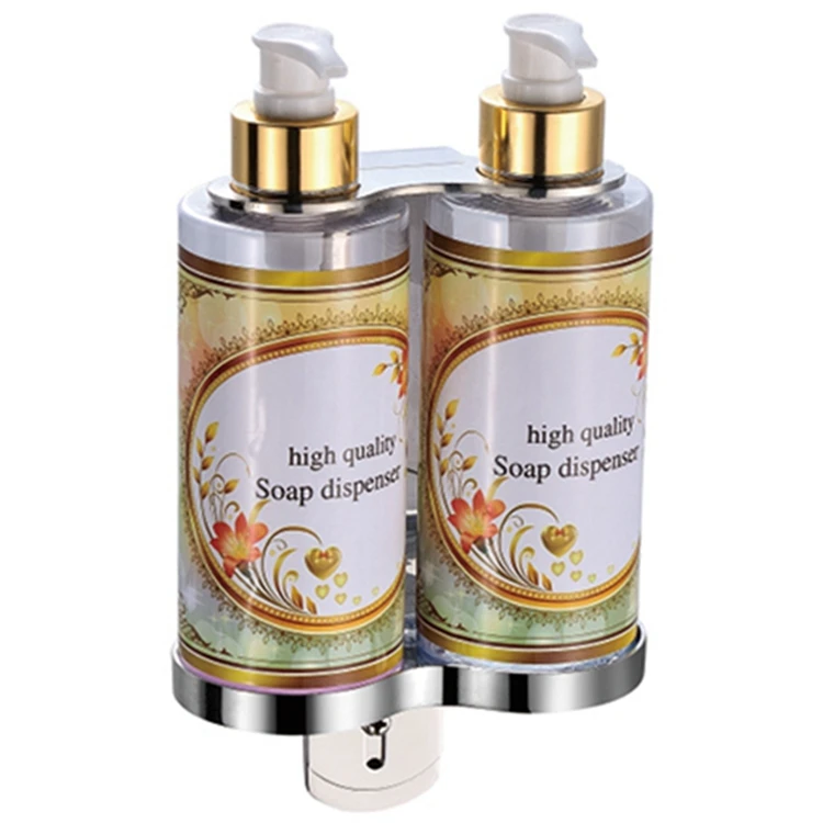 2 in 1 wall mounted stainless steel bottle holder black liquid soap dispensers brackets double shower shampoo bottle dispenser