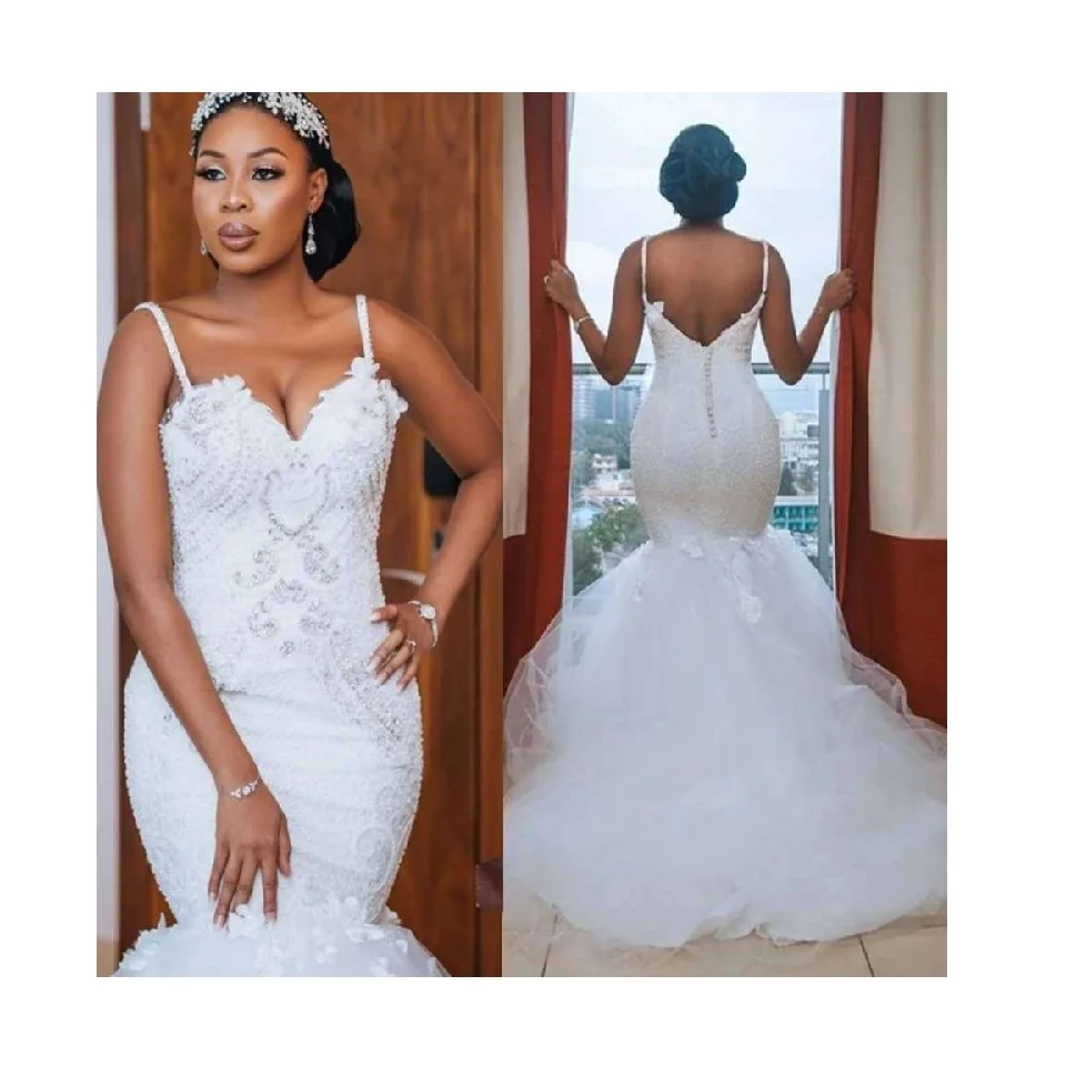 Африканское роскошное кружевное свадебное платье без рукавов большого размера с юбкой-годе бальное платье для невесты