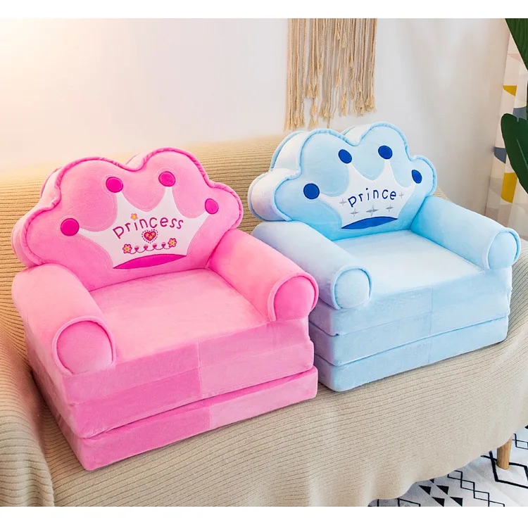 Toddler Kids 120cm Triple Foldable Cartoon Sofa Children Soft Plush Cute Cotton Protect Seat Baby Playing Chair Lounger