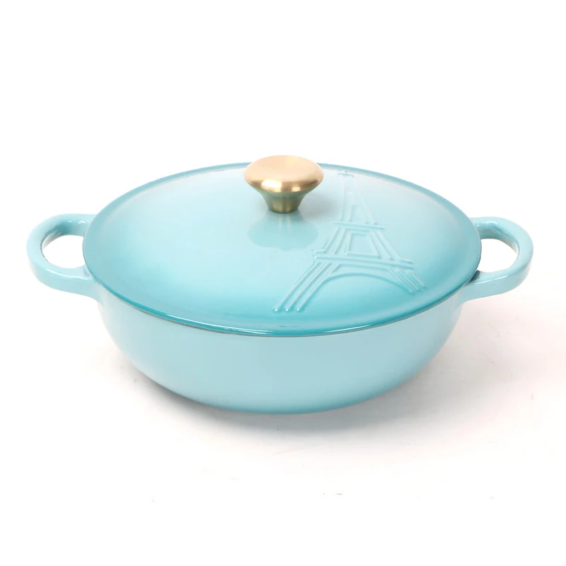 High Quality Cast Iron Enamel Stock Pot Set with Lid for Kitchen Gas Stove Induction Camping-for Stew Soup Porridge Milk