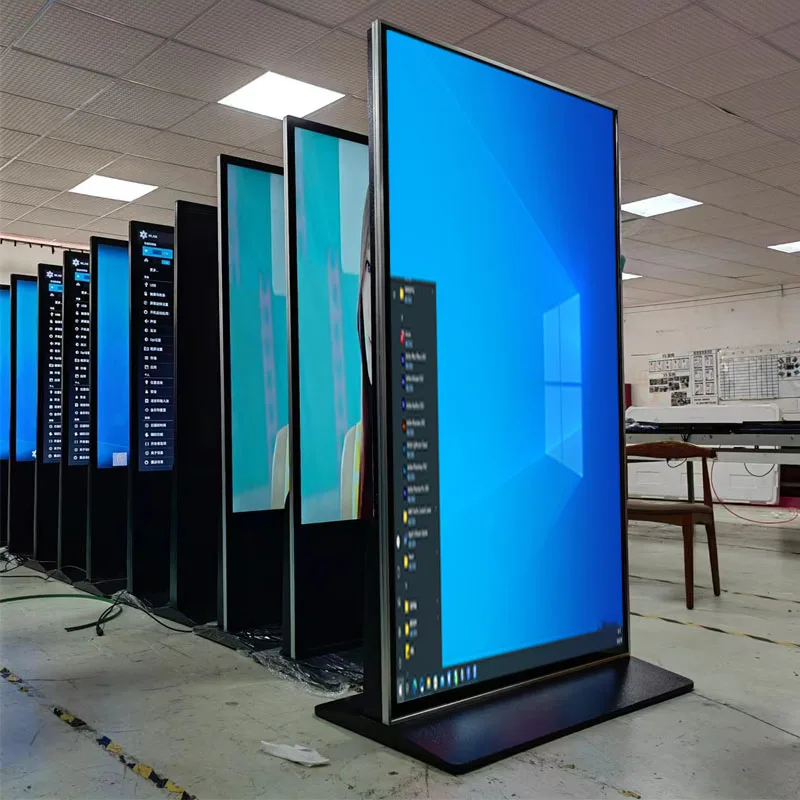 Full screen advertising machine indoor floor standing LCD full screen touch vertical advertising booth 4k display sign