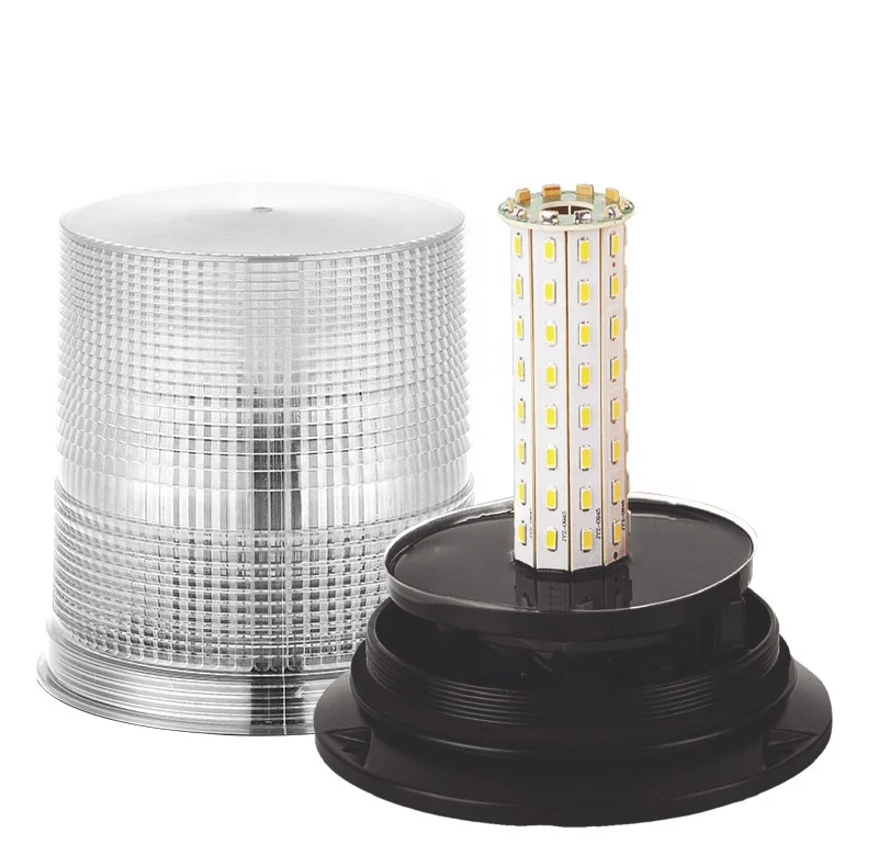 TOPLEAD DC12-48V White SMD 5730 LED Emergency Rotary Strobe Light ,Aluminum Heavy Duty Mining Safety Warning Beacon