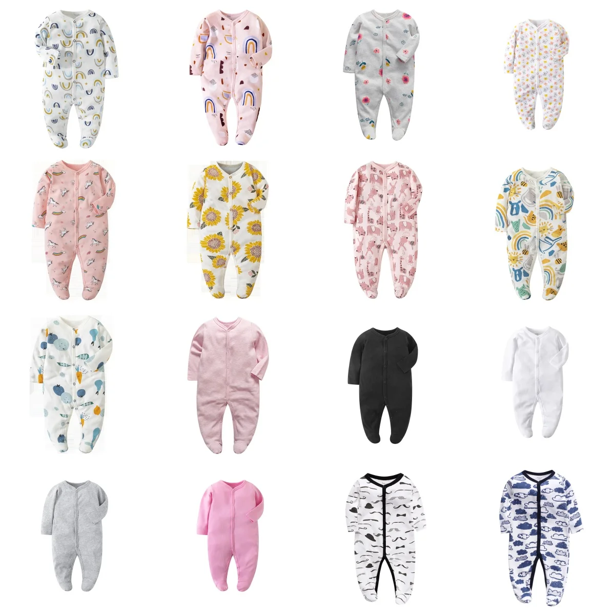 Wholesale Baby Girls Onesie Cotton Newborn Cartoon Pattern Summer Baby Clothes 6 to 9 Months Pajamas Toddler Clothes