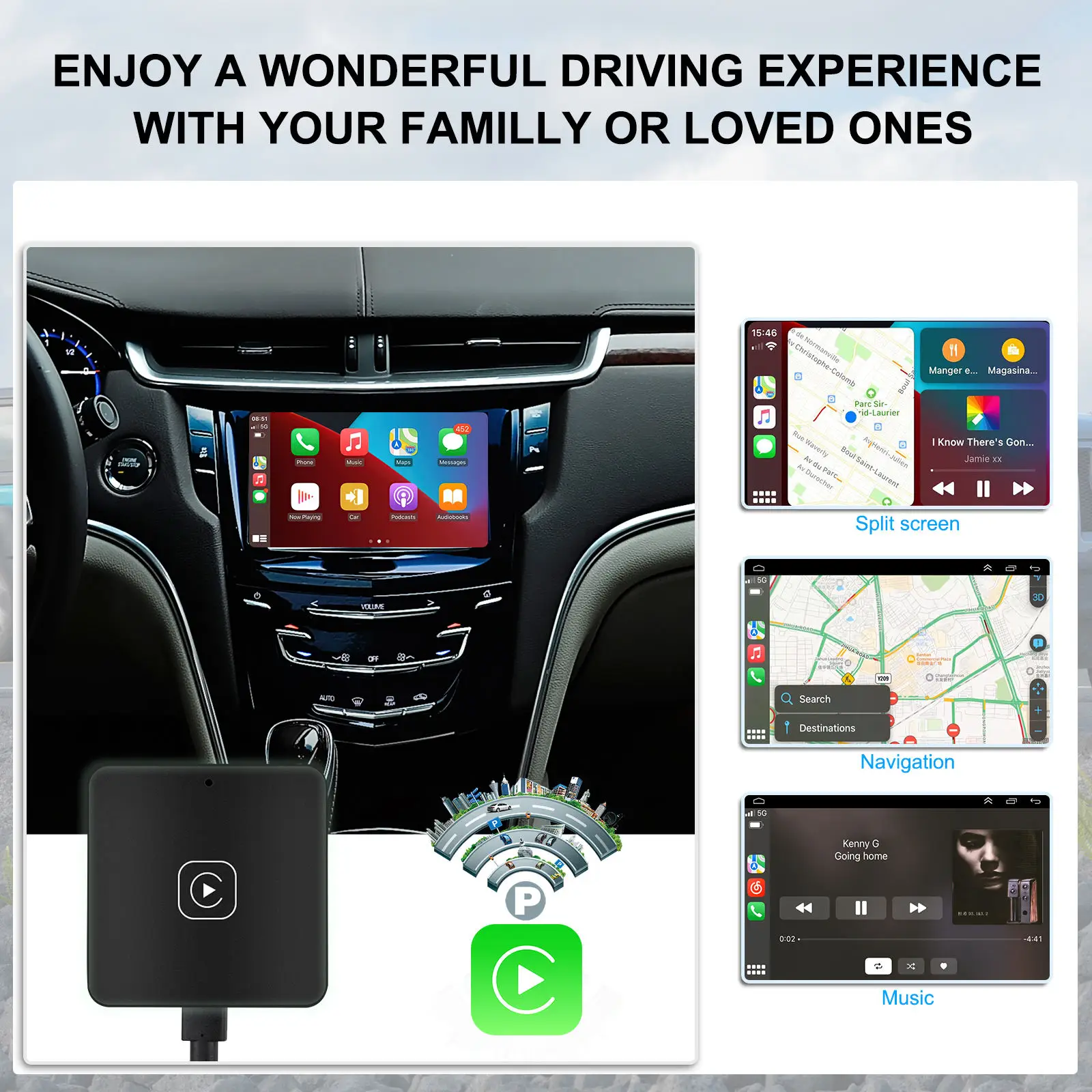 Лидер продаж Carplay AI Box потоковая коробка 8 ГБ 128 встроенный GPS Wi-Fi беспроводной Android авто мультимедиа Youtube
