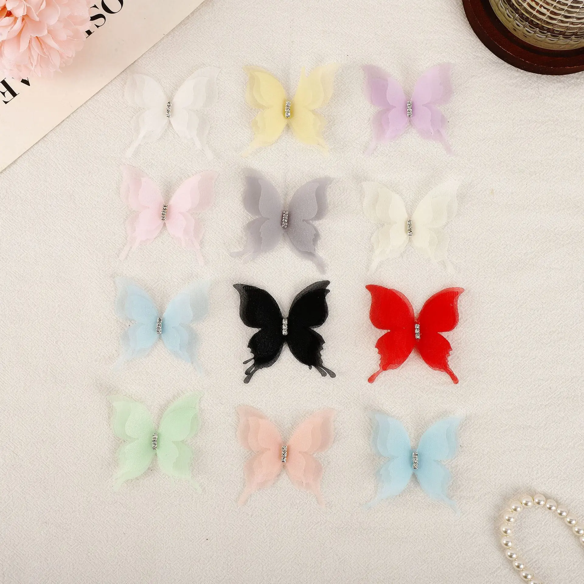 Handmade Multi-Layer Three-Dimensional Colorful Textile Big Yellow Butterfly Brooch for Women
