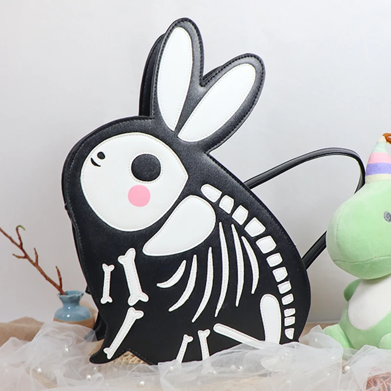 OEM/ODM Anime Bunny Shape Convertible Bags Skeleton Applique Gothic Backpacks