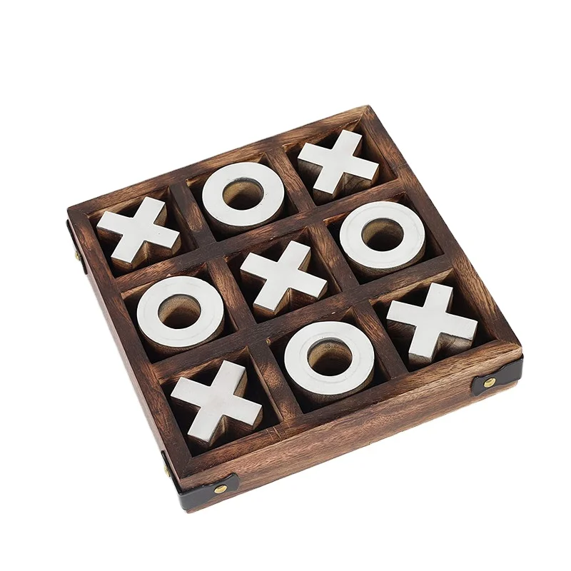 
Classic Deluxe Retro Wooden Tic Tac Toe Board Game For Families Kids Gift 