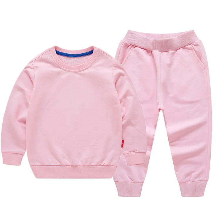 Outdoor Kids Sweatshirt Sets 2 pcs Custom Toddler Baby Boys Girls Solid Color Clothing Tracksuit Child Crewneck  Jogging Suit