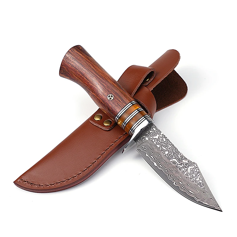 HWZBEEN  Fixed Blade EDC K sheath outdoor Pocket camping  knife with G10 handle