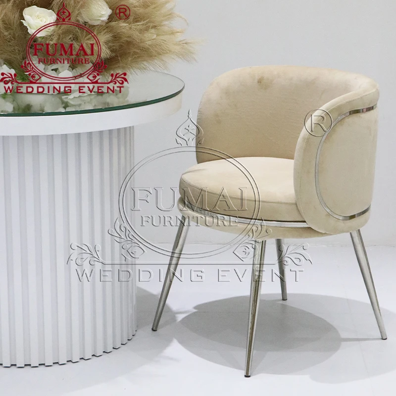 Wedding Event Banquet Hotel Silver Steel Legs Comfortable Classy Comfy Dining Chair With Arm Rest