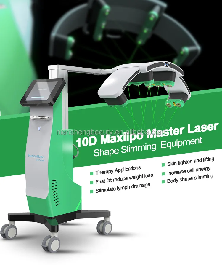10d Lipo Laser Fat Burning Cellulite Body Slimming Machine Factory Price 635nm Laser 532nm Green Red Light Lipolaser