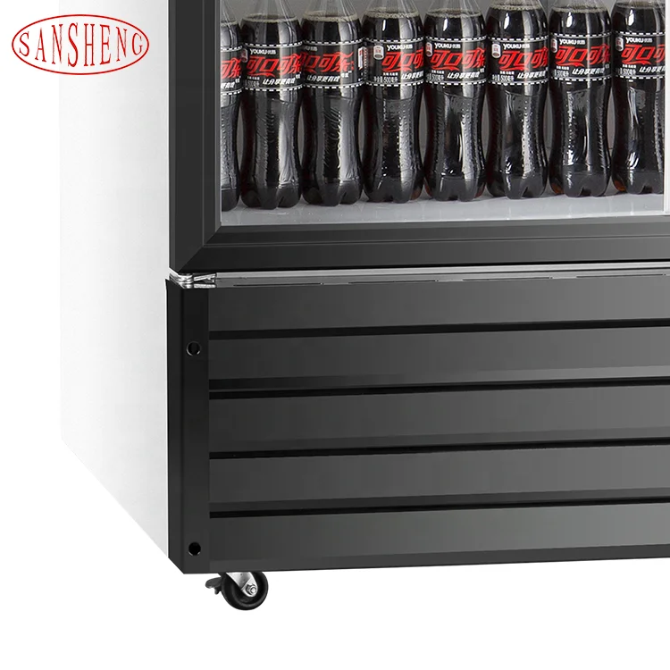 Supermarket Commercial Refrigerator Display Case Glass Lg Refrigerator Double Door With Sliding Door