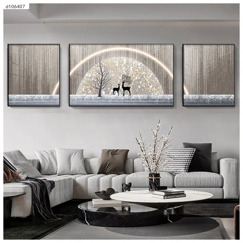 Vertical modern black small size wall hanging diamonds painting wall art bedroom decor still life decorative Led light painting