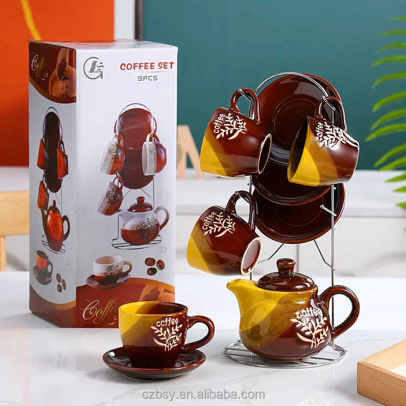 contemporary Ceramic tea set Saudi Arabia Market coffee cup handmade  Ceramic teapot cup saucer