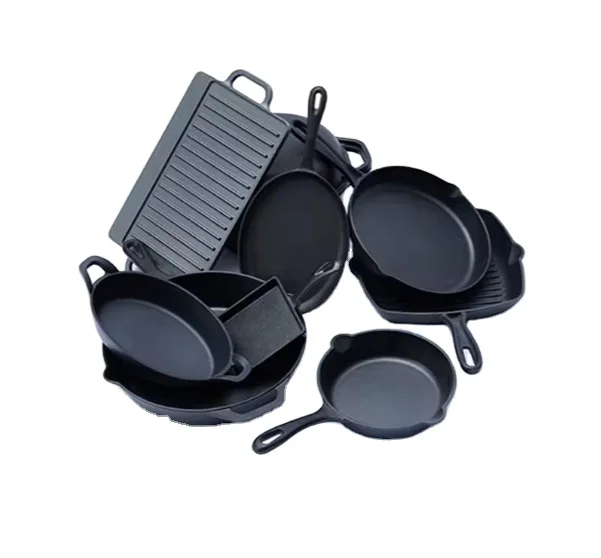 Professional Pre Seasond Cast Iron Pots and Pans 7 Pcs Outdoor Camping Cookware Sets Manufacturer Metal Minimalist Sustainable