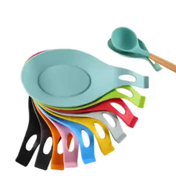 Kingwise Hot Sale Heat Resistant Kitchen Custom Silicone Utensil Rest Spatula Ladle Utensil Silicone Spoon Rest Holder