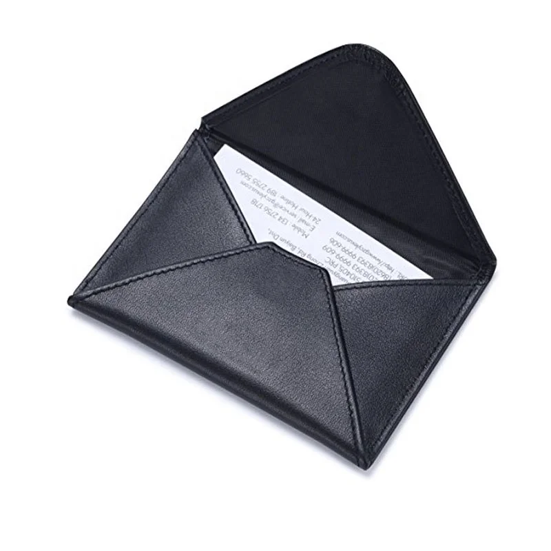 Рефирменный Мягкий Черный Конверт Napa высокого качества из кожи, визитница, чехол с магнитной застежкой, уникальный держатель для визитных карточек