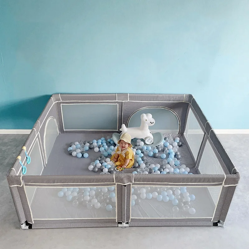 Modern Large Indoor Fabric Play Yard Fence New Design Portable Easy Anti-Slip Foldable Plastic Baby Playpen
