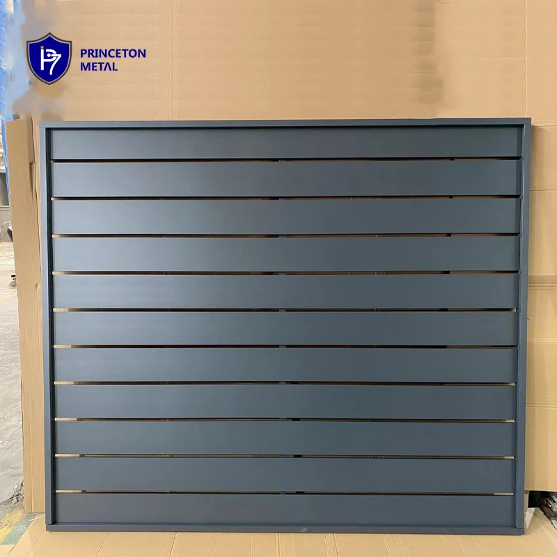 Horizontal  black modern metal garden fence privacy aluminum fence panels