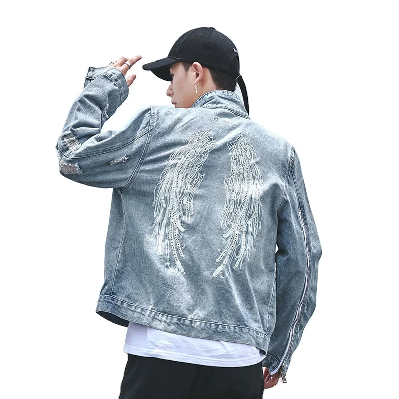 Фуцзянь фабрика вышивка Лоскутная джинсовая куртка мужская куртка пальто для мужчин