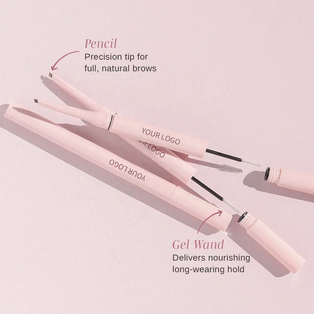 New Arrival 2 In 1 Eye Brow Pencil with Gel on The End Long-lasting Eyebrow Styling Sculpt Set Eye Brow Pencil and Brow Gel