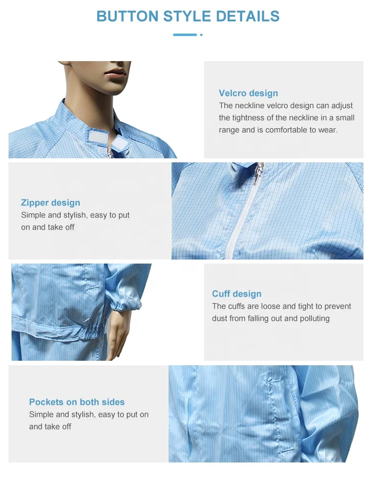 Antistatic ESD Fire Retardant Coverall Polyester Safety Rain Needle Labcoat Finger Cotton Lab Desktop Anti-static Coating